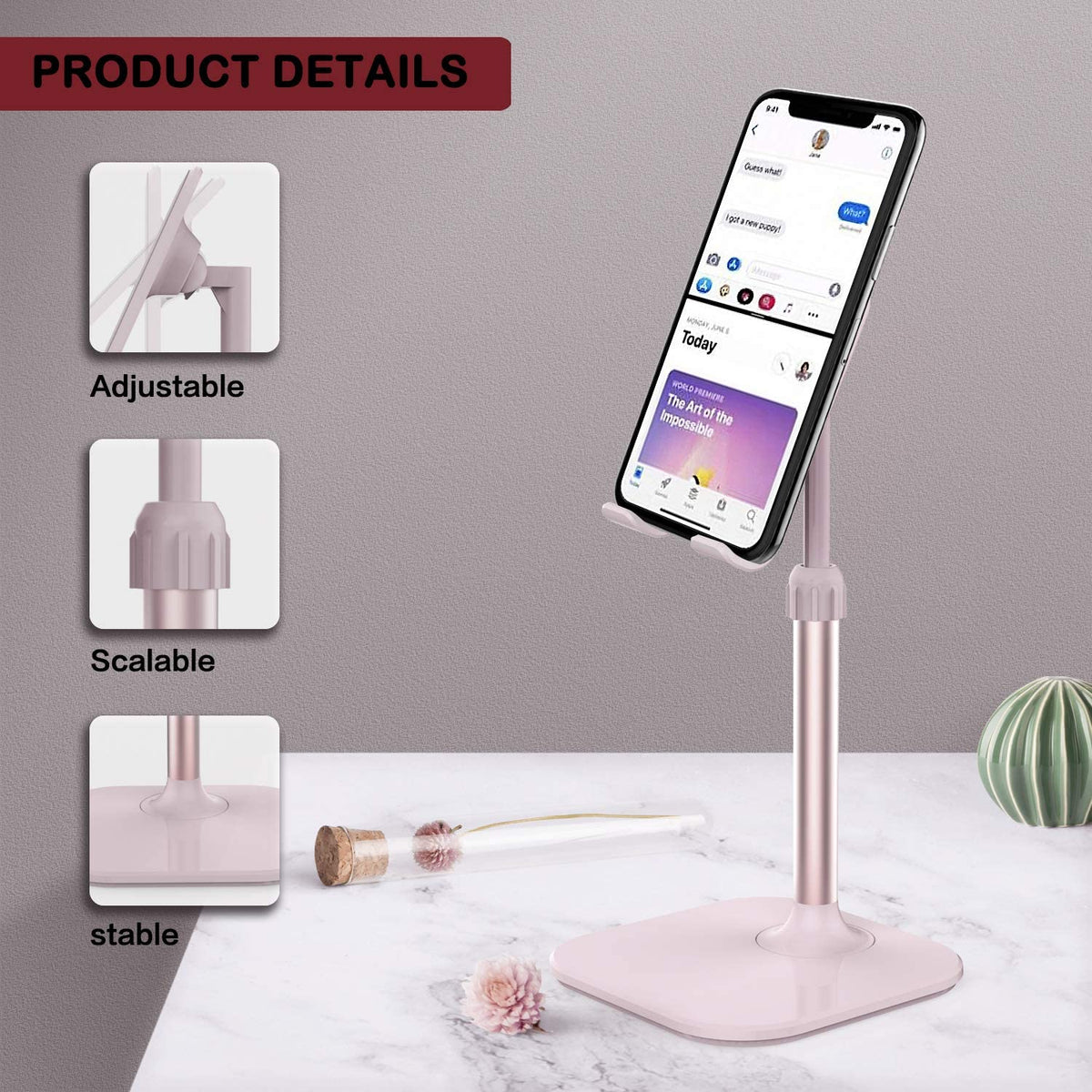 Cell Phone Stand, Valentine'S Day Gifts for Teens Girls Boys Adults Women Men Mom Wife, Phone Stand for Desk, Phone Holder Stand Compatible with Iphone and All Mobile Phones Tablet, Pink