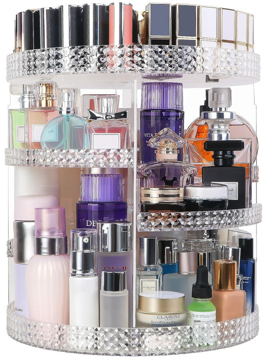 360 Degree Rotating Makeup Organizer, Extra Large Capacity Perfume Organizer, Removable DIY 7 Layers Make up Organizer for Vanity, Cosmetic Display Case Organizador De Maquillaje (Clear)