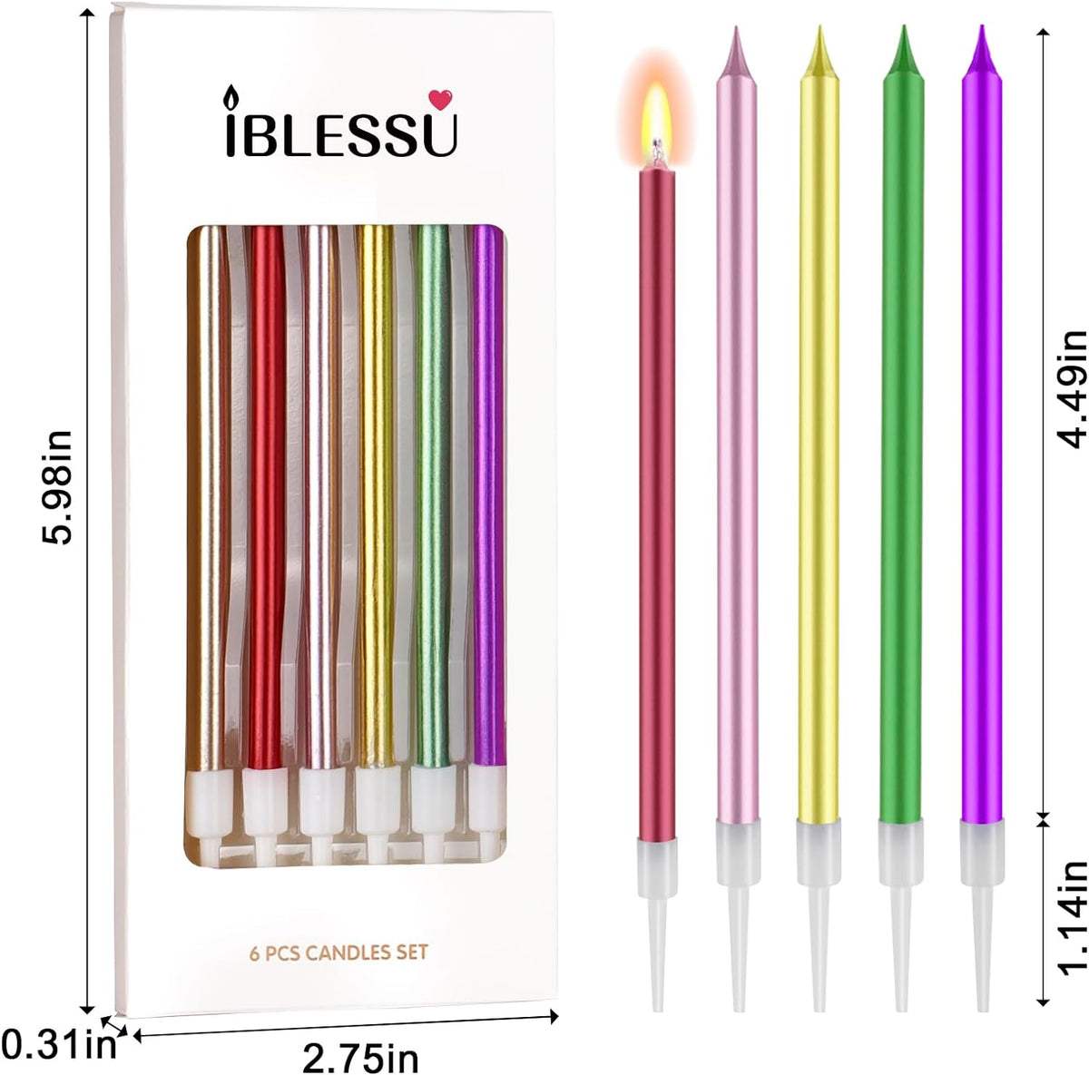48 - Count Birthday Candles Long Thin Cake Candles - Birthday Candles, Birthday Parties, Wedding Decorations, Party Candles (Colorful)