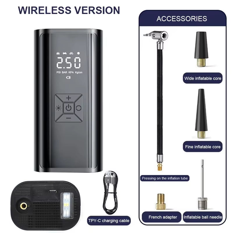 1Pc Wireless Car Air Compressor Air Pump Electric Tire Inflator Pump for Motorcycle Bicycle Boat AUTO Tyre Balls Inflatable
