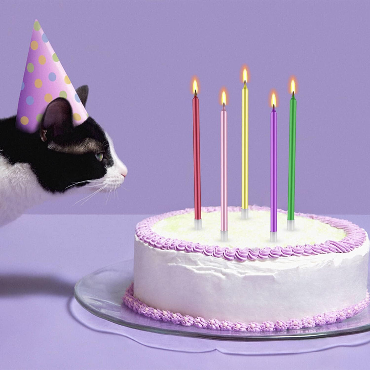 48 - Count Birthday Candles Long Thin Cake Candles - Birthday Candles, Birthday Parties, Wedding Decorations, Party Candles (Colorful)