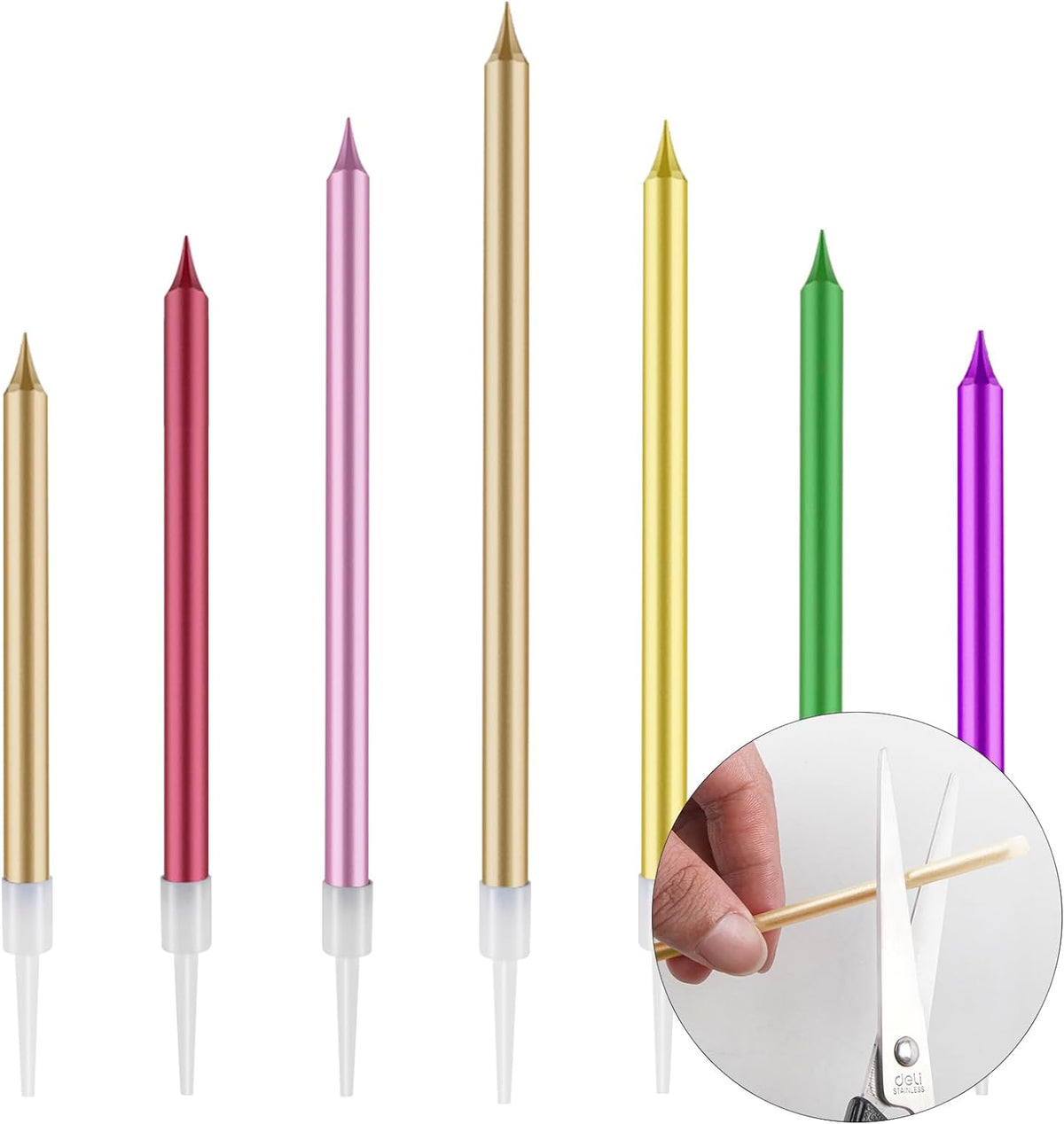 48 - Count Birthday Candles Long Thin Cake Candles - Birthday Candles, Birthday Parties, Wedding Decorations, Party Candles (Colorful)